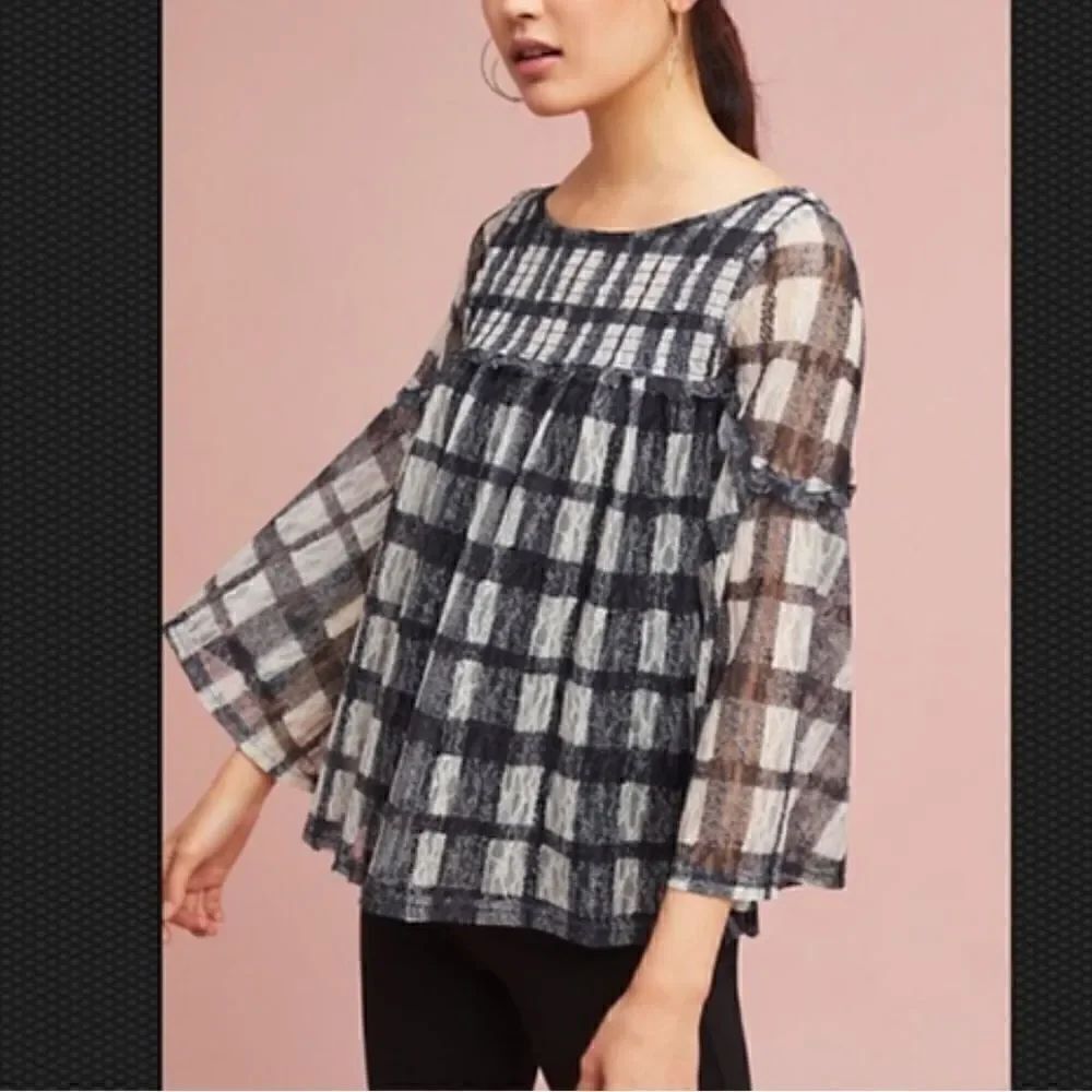 Anthropologie Akemi+Kin Patrizia Top Bell Sleeves Black and White Women’s Small